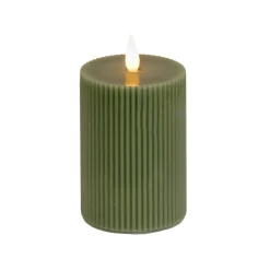 National Tree Company 4 in. by 8 in. HGTV Home Collection Flameless Georgetown Pillar Candle, Dk Green