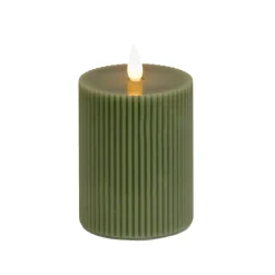 National Tree Company 5 in. by 7 in. HGTV Home Collection Flameless Georgetown Pillar Candle, Dk Green
