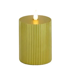 National Tree Company 4 in. by 6 in. HGTV Home Collection Flameless Georgetown Pillar Candle, Gold