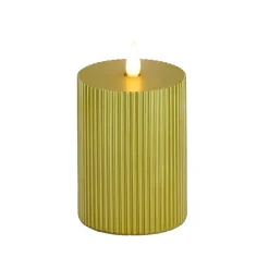 National Tree Company 3 in. by 5 in. HGTV Home Collection Flameless Georgetown Pillar Candle, Gold