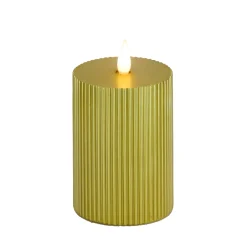 National Tree Company 3 in. by 7 in. HGTV Home Collection Flameless Georgetown Pillar Candle, Gold