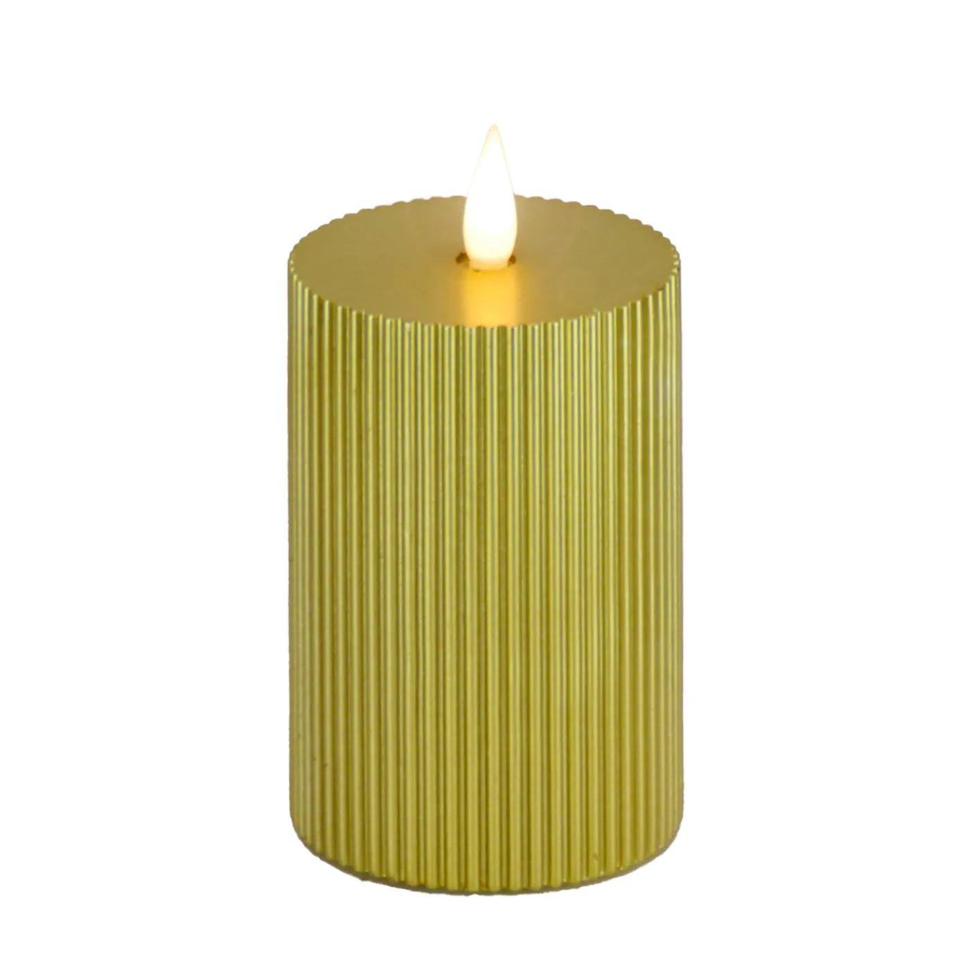 National Tree Company 3 in. by 9 in. HGTV Home Collection Flameless Georgetown Pillar Candle, Gold