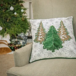 National Tree Company 18 in. by 18 in. HGTV Home Collection Embroidered Forest Pillow