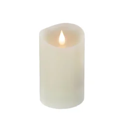 National Tree Company 3 in. by 5 in. HGTV Home Collection Flameless Heritage Pillar Candle, Ivory