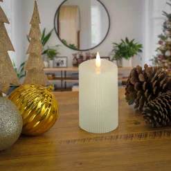 National Tree Company 3 in. by 9 in. HGTV Home Collection Flameless Georgetown Pillar Candle, Ivory