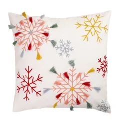 National Tree Company 18 in. by 18 in.Velvet Snowflake Embroidery Pillow