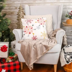 National Tree Company 18 in. by 18 in.Velvet Snowflake Embroidery Pillow