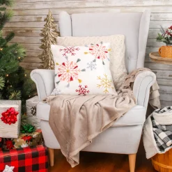 National Tree Company 18 in. by 18 in.Velvet Snowflake Embroidery Pillow