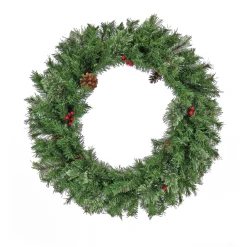 National Tree Company 30 in. Cashmere Wreath with Pinecones and Red Berries