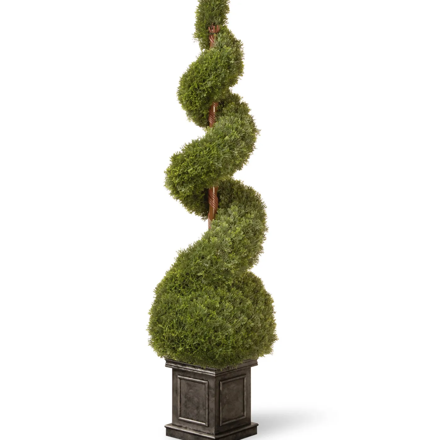 National Tree Company 48 in. Cedar Spiral Topiary Tree with Ball in a Black Square Pot