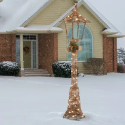 National Tree Company 60 in. Champagne Vine Lamppost Decoration with Clear Lights