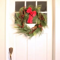 National Tree Company 26 in. Christmas Mixed Pine Wreath with Red Bow