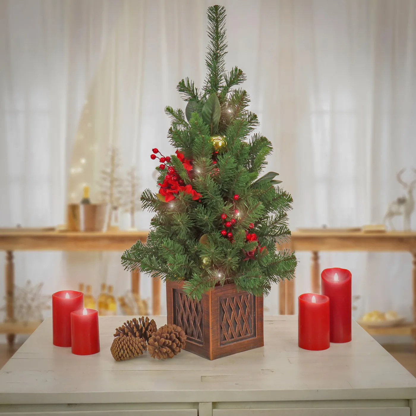 National Tree Company 36 in. Christmas Vienna Waltz Decorated Tree with Warm White LED Lights