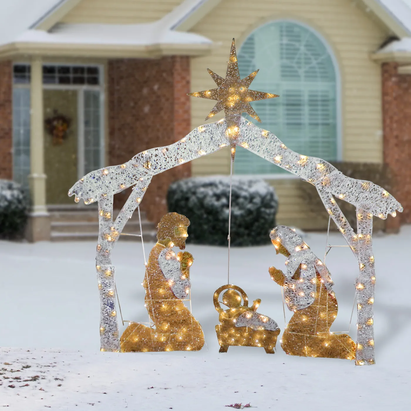 National Tree Company 55 in. Crystal Splendor Prelit Nativity Set