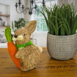 National Tree Company 12 in. Cute Easter Bunny Holding Carrot Table Decoration
