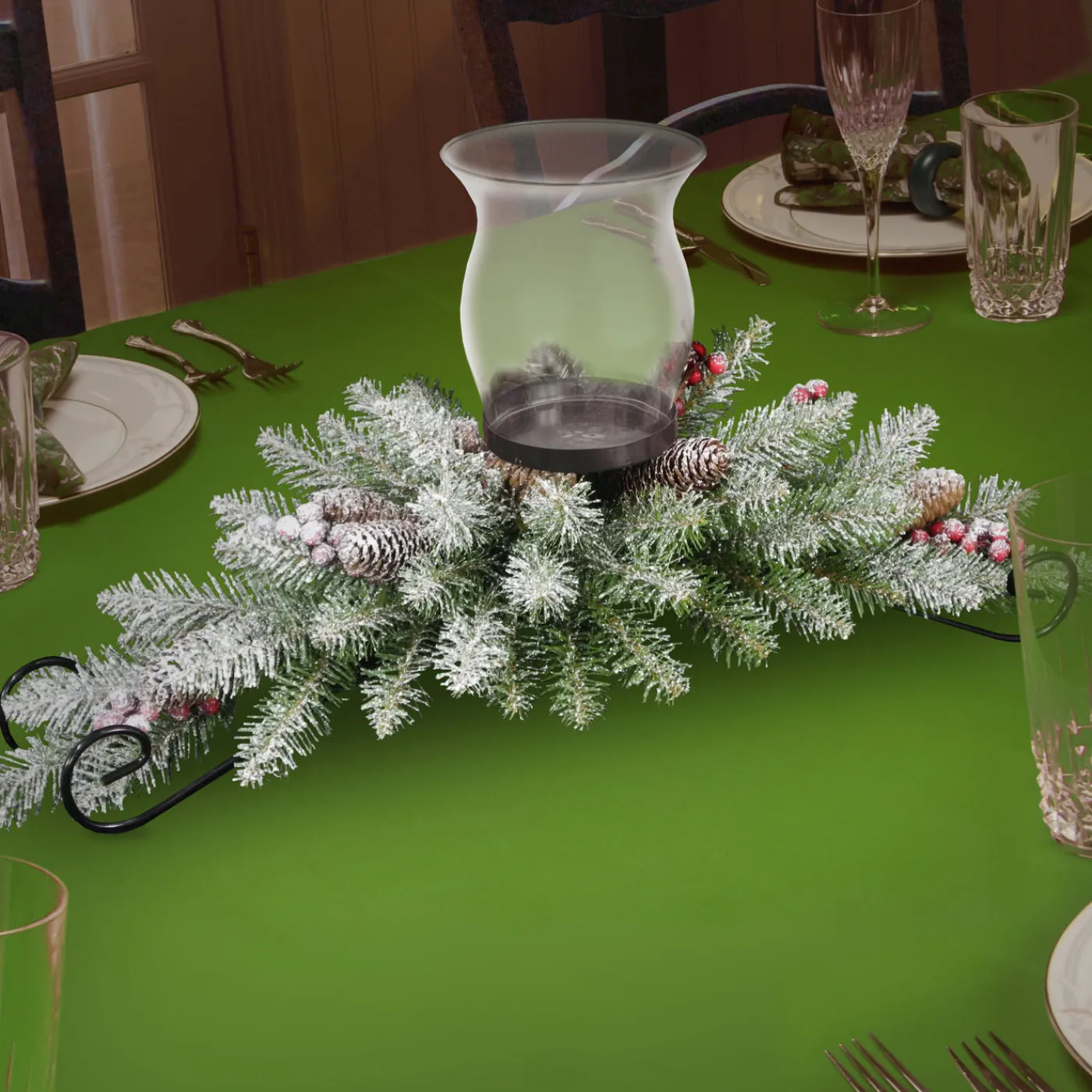 National Tree Company 30 in. Dunhill Fir Centerpiece and Candle Holder