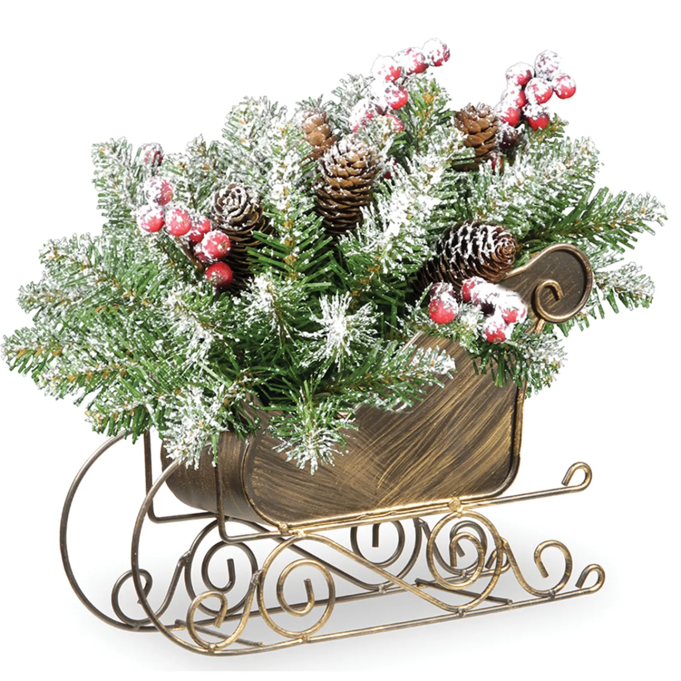 National Tree Company 10 in. Dunhill Fir Sleigh Centerpiece