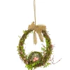 National Tree Company 11 in. Easter Bird's Nest Hanging Wall Decoration Decorated with Leafy Greens and Pastel Eggs