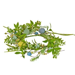 National Tree Company 6 in. Easter Candle Ring Decorated with Pastel Eggs and Mini Flowers