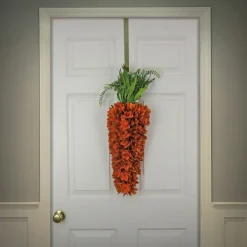 National Tree Company 28 in. Easter Carrot Hanging Decoration Decorated with Orange Flower Blooms