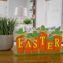 National Tree Company 14 in. Easter Carrot Sign Table Decoration