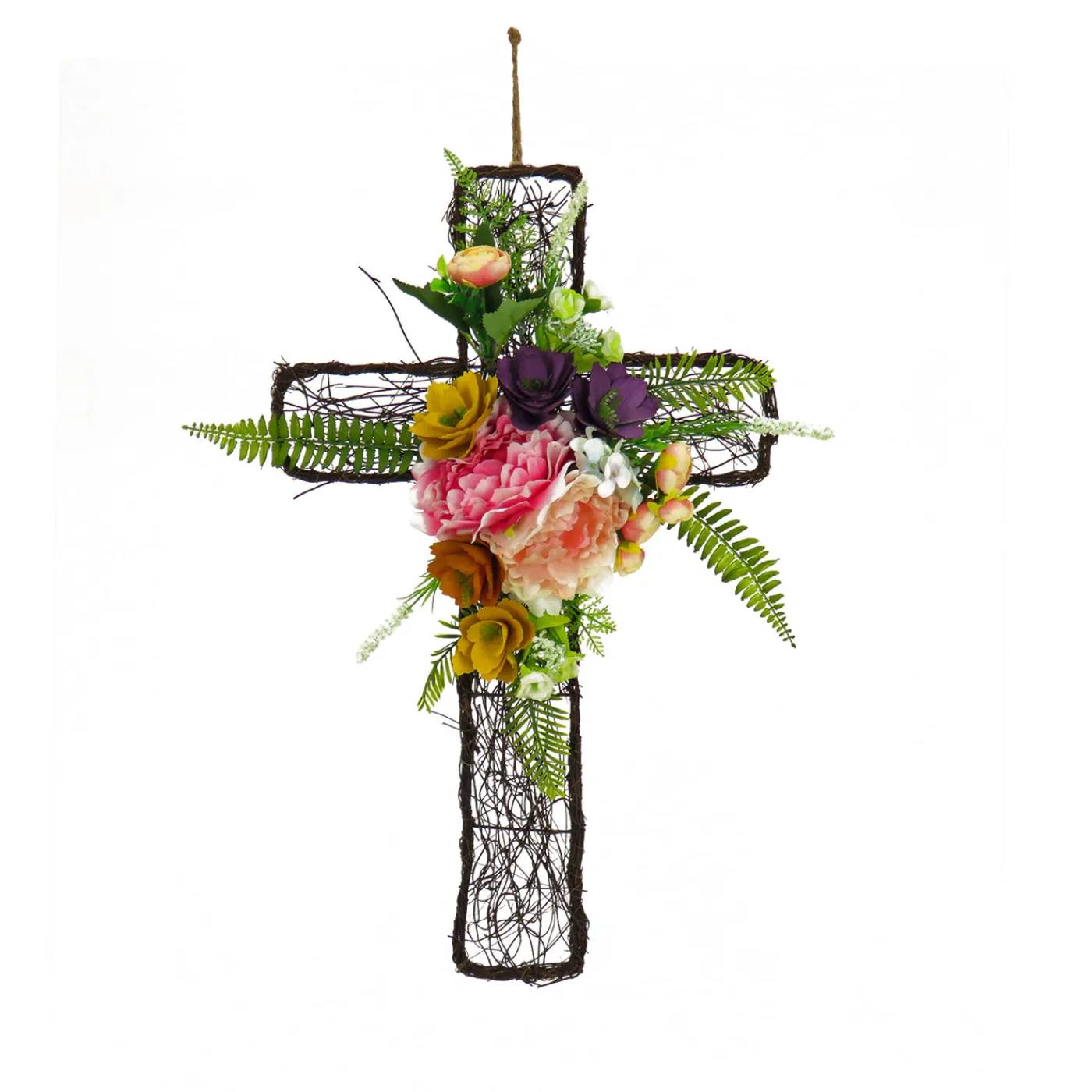 National Tree Company 23 in. Easter Floral Cross Decoration