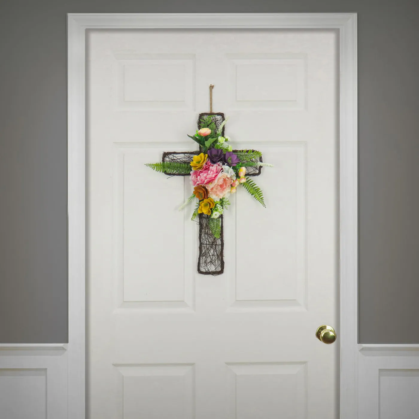 National Tree Company 23 in. Easter Floral Cross Decoration