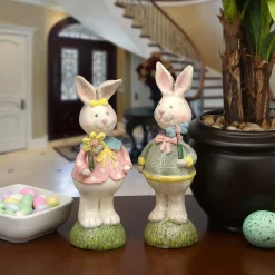 National Tree Company 8 in. Easter Mr. & Mrs. Rabbit Couple Table Decoration