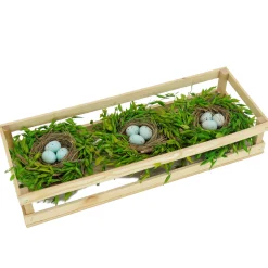 National Tree Company 17 in. Easter Triple Nest Table Decoration Decorated with Pastel Eggs, and Wooden Box