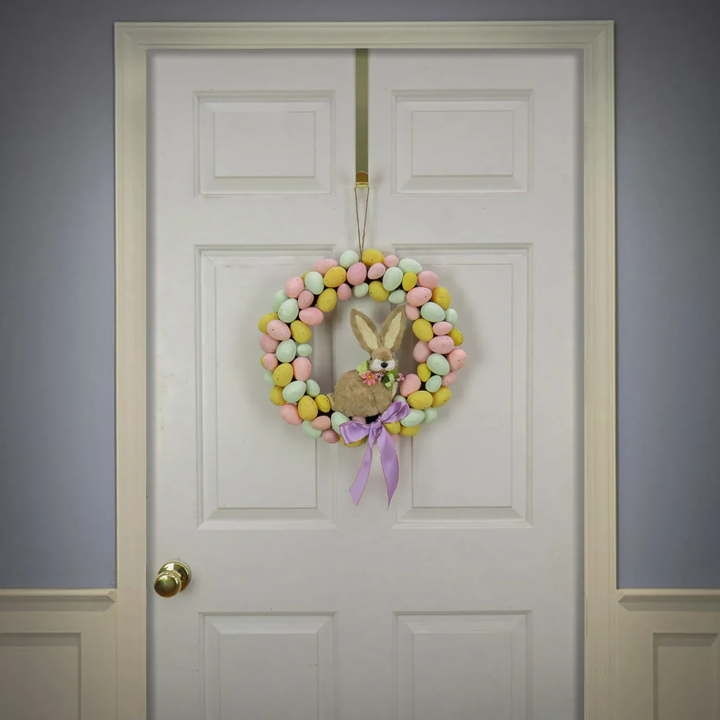 National Tree Company 16 in. Easter Wreath Decorated with Pastel Eggs and Bunny