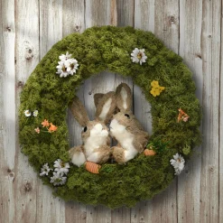 National Tree Company 15 in. Easter Wreath Decorated with Flower Blooms, Rabbits