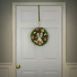 National Tree Company 13 in. Easter Wreath Decorated with Colorful Flower Blooms, Bunny and Pastel Eggs