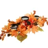 National Tree Company 24 in. Fall Centerpiece, Three Candle Holders, Decorated with Sunflower Blooms, Pinecones, Berry Clusters