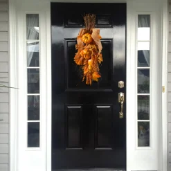 National Tree Company 18 in. Fall Teardrop Wall Decoration with Pumpkins, Berry Clusters, Maple Leaves, Branches