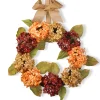 National Tree Company 24 in. Fall Wreath with Hydrangeas, Elm Leaves, Burlap Ribbon