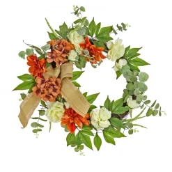 National Tree Company 24 in. Fall Wreath with Hydrangea and Rose