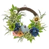 National Tree Company 22 in. Fall Wreath with Mixed Leaves, Hydrangea, Peony and Pumpkin