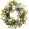 National Tree Company 30 in. Fall Wreath with Pine Cones, Berry Clusters, Gourds, Fabric Bows