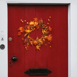 National Tree Company 21 in. Fall Wreath with Pumpkins, Gourds, Pinecones, Berry Clusters, Maple Leaves