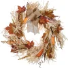 National Tree Company 24 in. Fall Wreath with Raffia Leaves, Corn Cobs, Berry Clusters