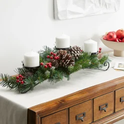 National Tree Company 30 in. Frosted Berry Frosted Berry Centerpiece and Candle Holder