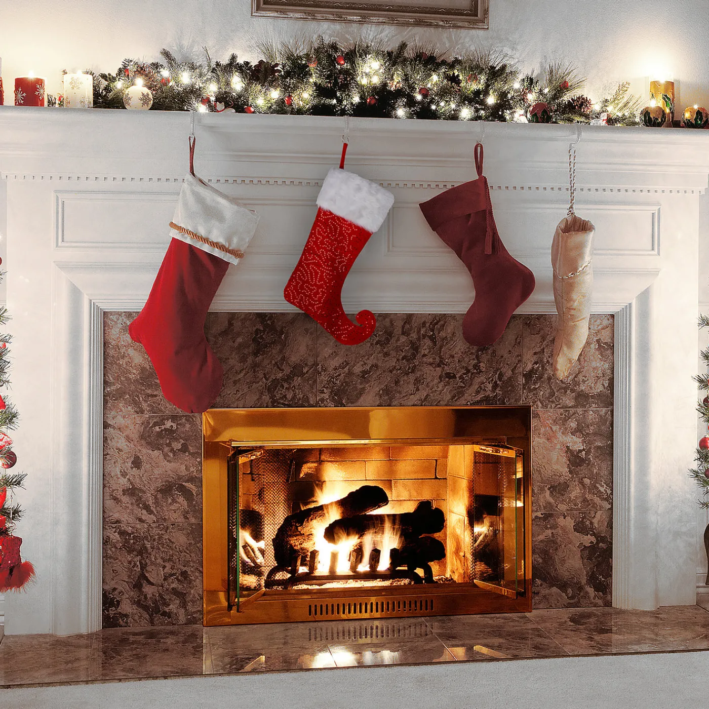 National Tree Company 21 in. General Store Collection Jester Style Red Stocking