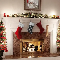 National Tree Company 19 in. General Store Collection Plaid Stocking