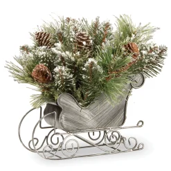 National Tree Company 10 in. Glittery Bristle Pine Sleigh