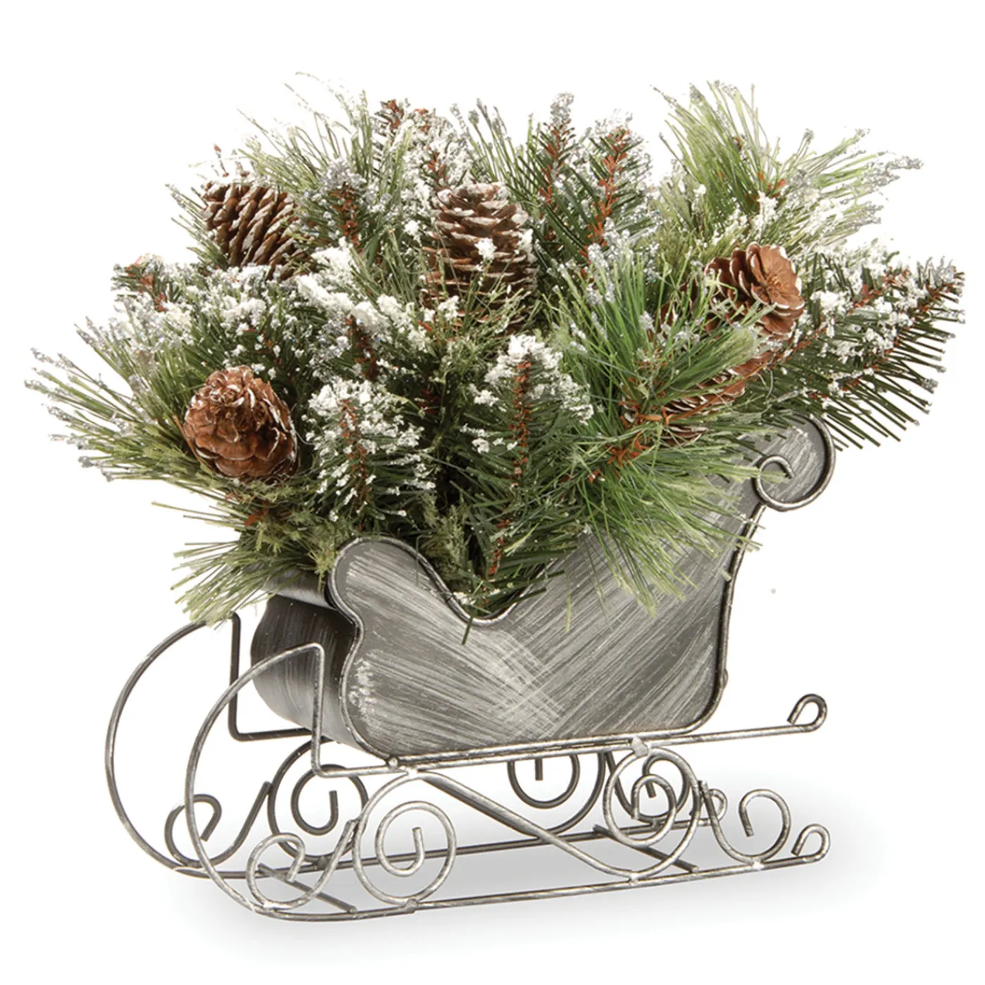National Tree Company 10 in. Glittery Bristle Pine Sleigh