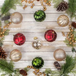 National Tree Company 13 in. Gold Xmas Ball Decor Set