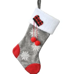 National Tree Company 18 in. Gray Christmas Stocking with Snowflakes