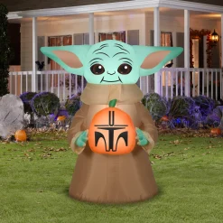 National Tree Company 42 in. Halloween Baby Yoda Inflatable Decoration