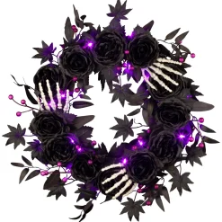 National Tree Company 24 in. Halloween Bad to the Bone Wreath with LED Lights