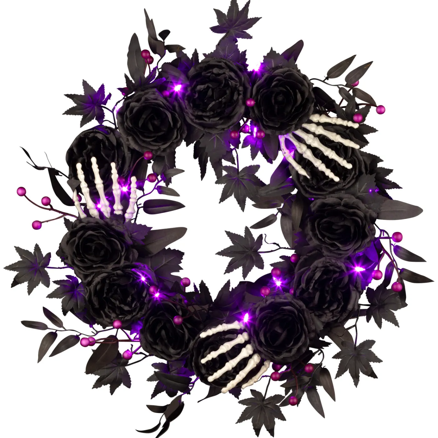 National Tree Company 24 in. Halloween Bad to the Bone Wreath with LED Lights